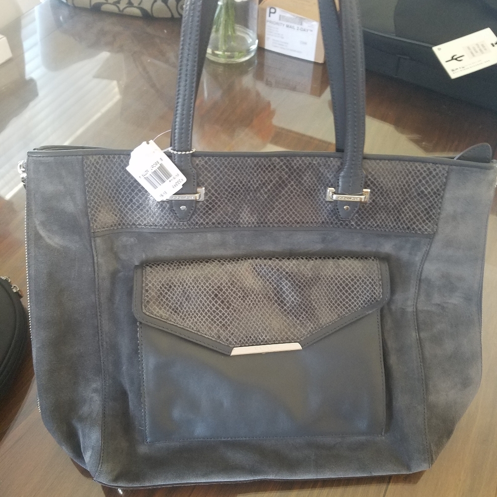 New With Tag - Coach Gray Suede & Snake Purse - Picture 3 of 12